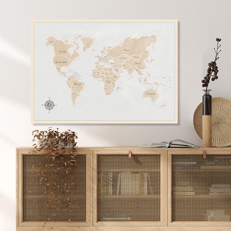 Gallery Wall World Map beige – Fine Art Print