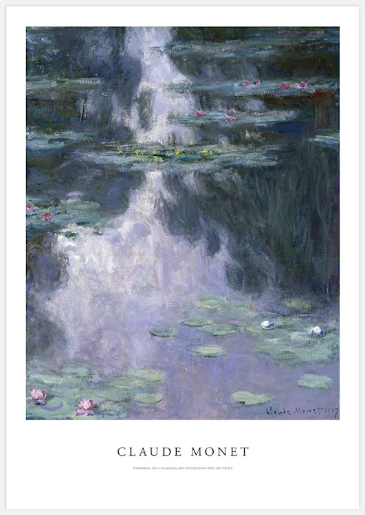 Monet – Water Lilies with text Art Print