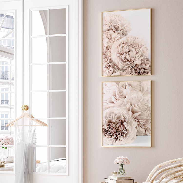 Gallery Wall Beige Roses Art Prints