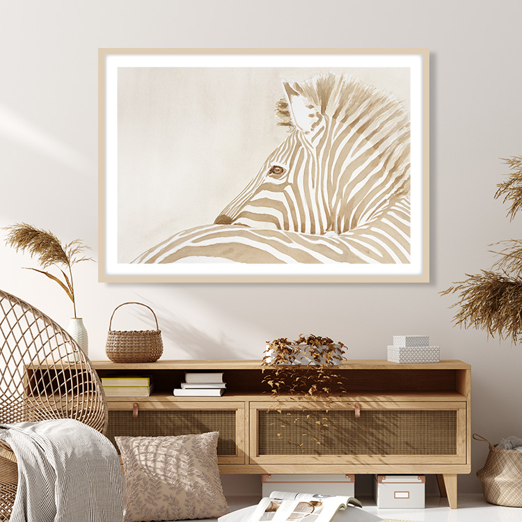Gallery Wall Zebra in Beige – Fine Art Print