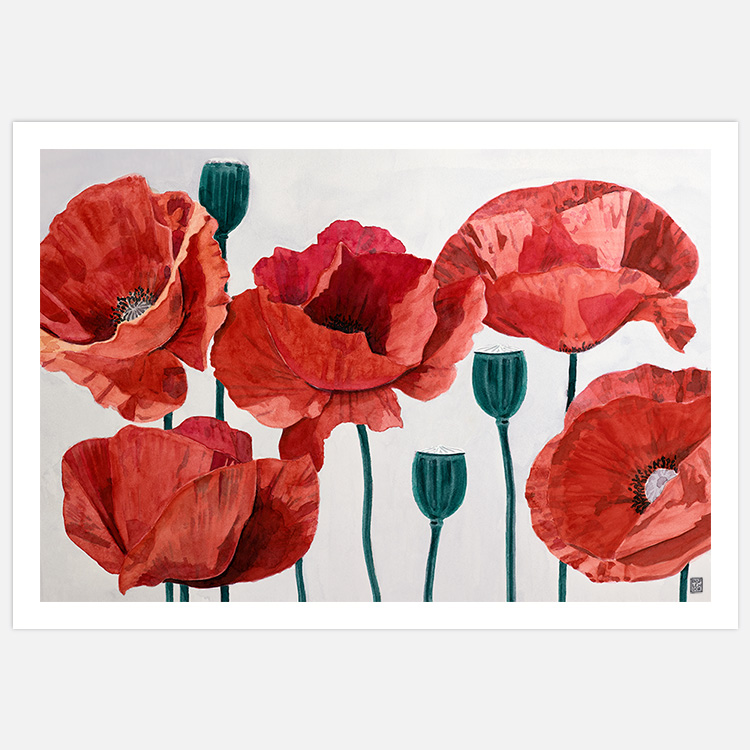 Gallery Wall Painted Poppies – Fine Art Prints
