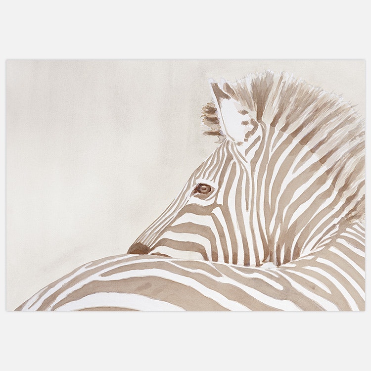 Wall Art Zebra in beige Art Print.