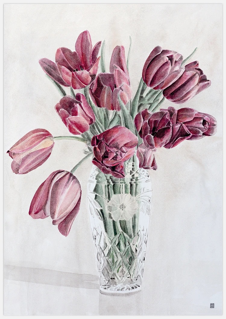 Tulips in vase Art Print