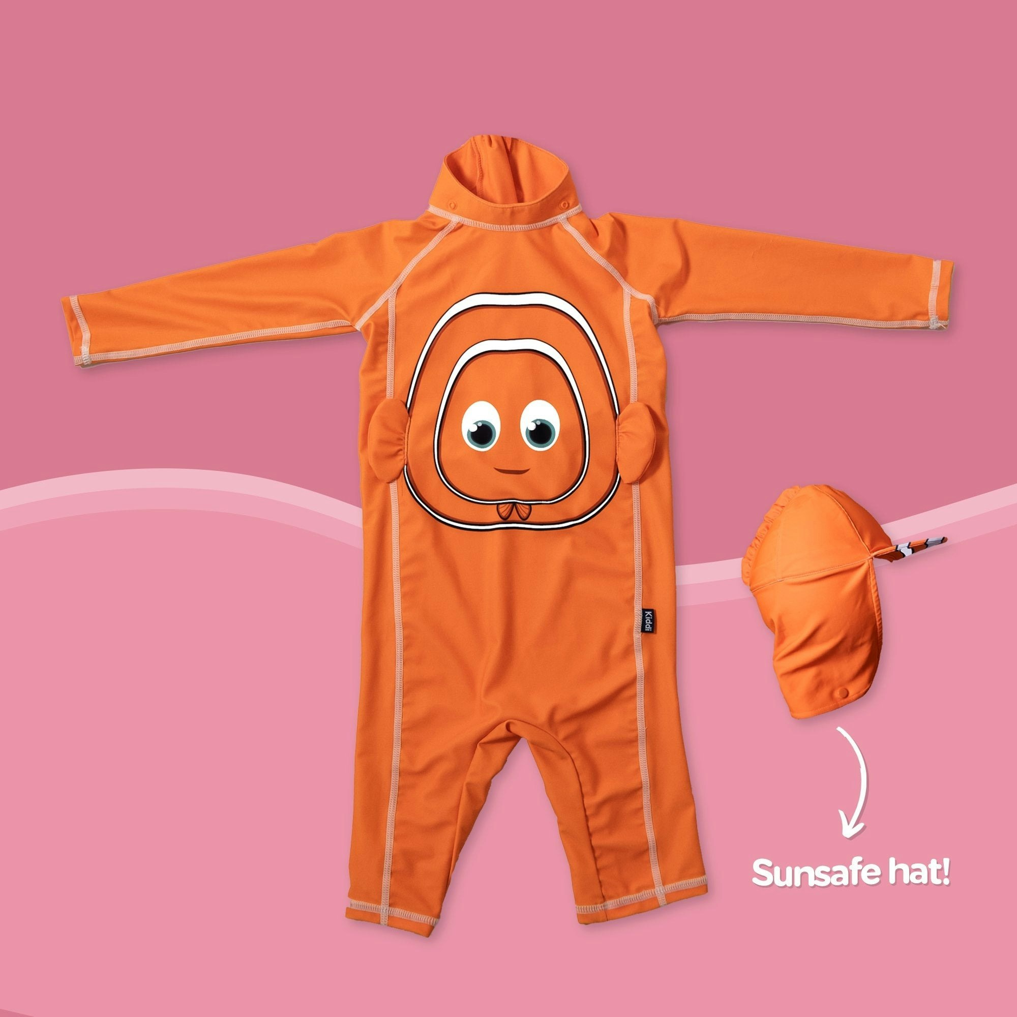 My Carry Potty UV-dräkt barn - Clownfisk - långärmad med skyddande hatt