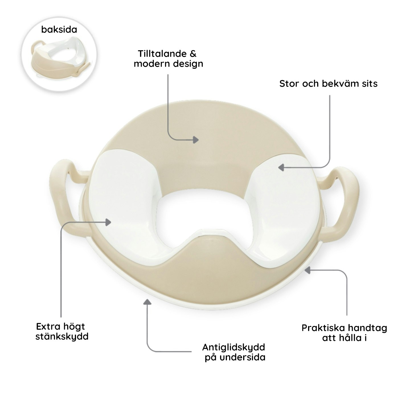 Set med sits & pall till badrummet för barn i Naturbeige