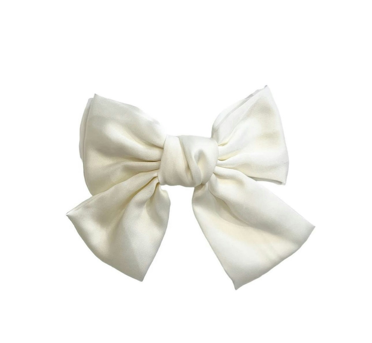 White satin bow clip