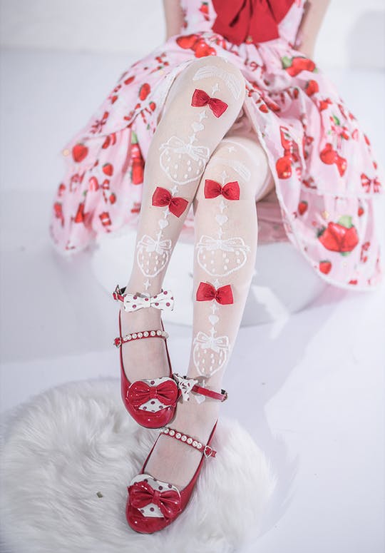 Roji Roji - Strawberry Bowknot Socks/OTK