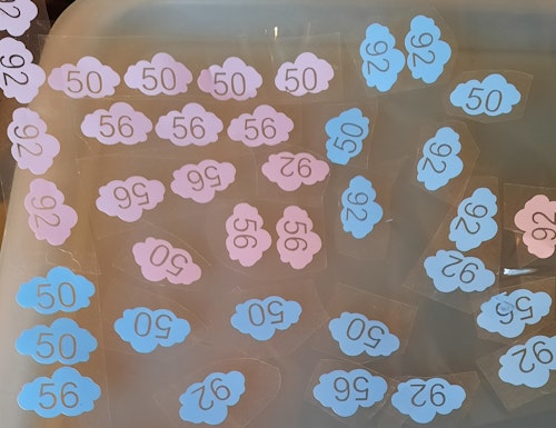Pakke med rosa og blå skyer, 37 stk.