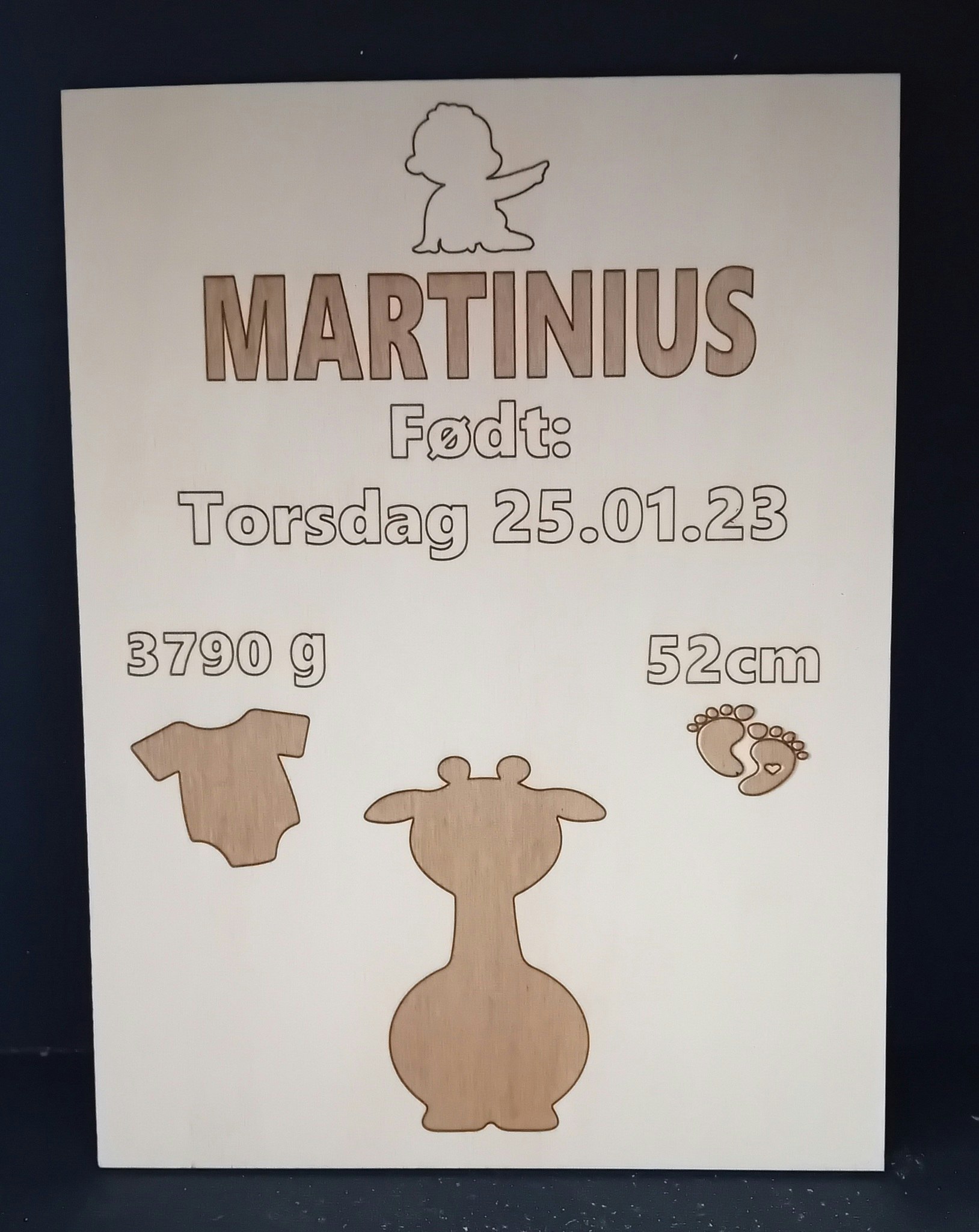 Fødsels-skilt/plakat, 14*18,7cm.