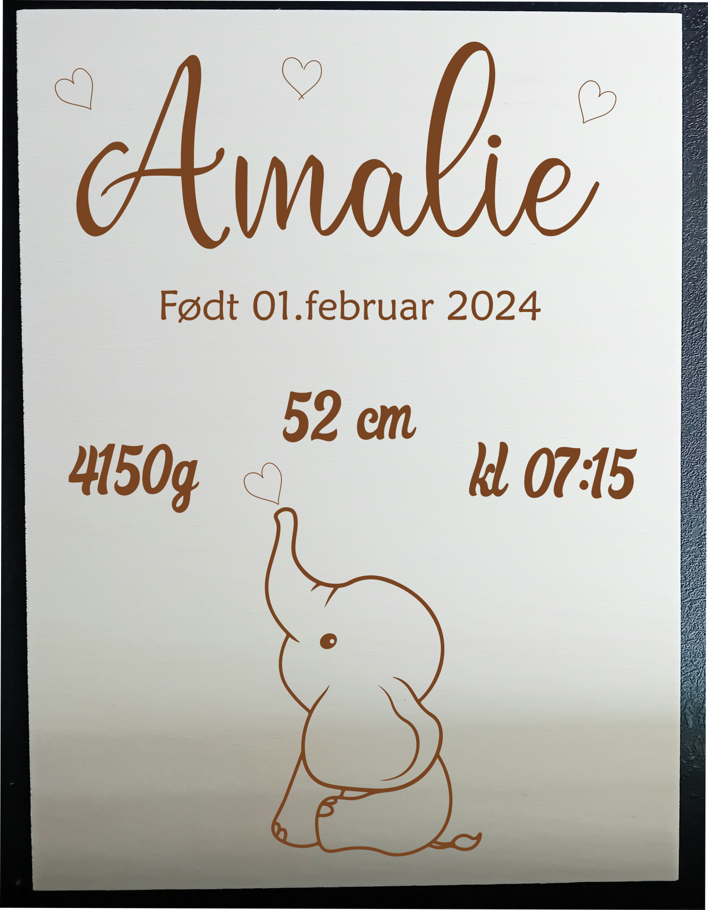 Fødsels-skilt/plakat, 14*18,7cm.