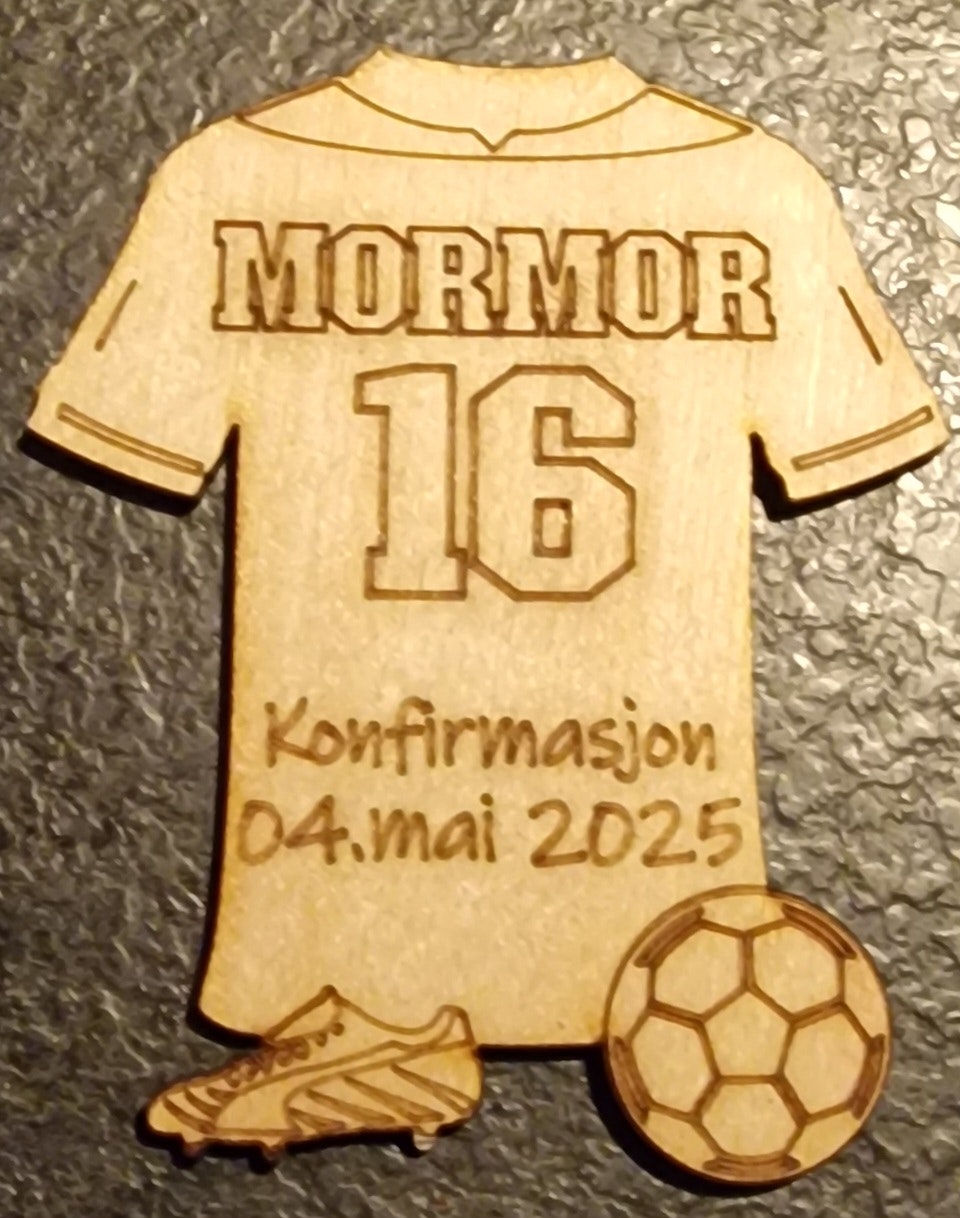 Bordkort fotballtrøye