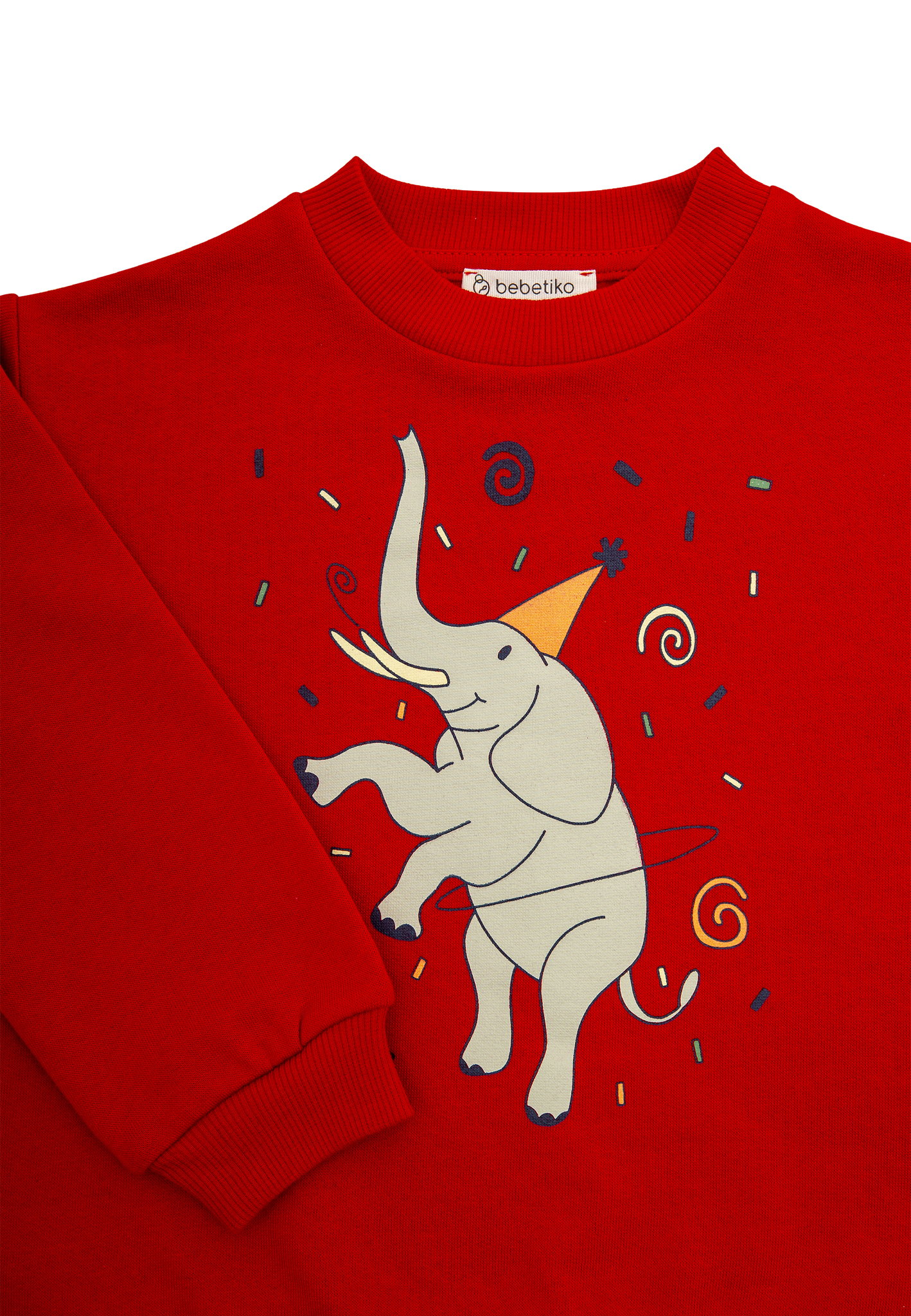 Sweatshirt med Elefant-tryck (med borstad insida)
