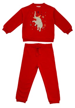 Sweatshirt Set med borstad insida - Röd