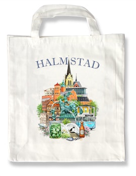 Tygkasse Halmstad emblem 37,5 x 40 cm bälg