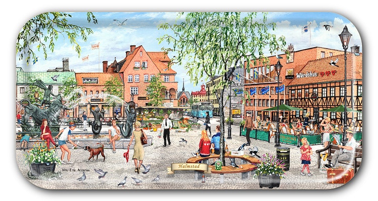 Bricka Halmstad St Torg 43 x 22 cm