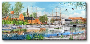 Canvas Halmstad Slott Sommar 112 x 50 x 2,5 cm.