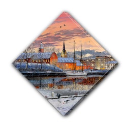 Canvas Halmstad  Slott Vinter Diagonal 56 x 56 x 2,5 cm