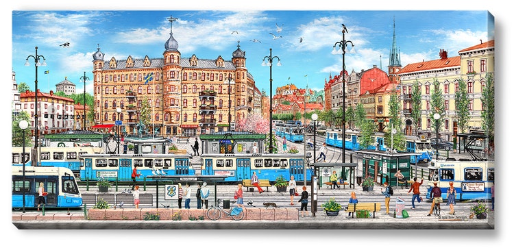 Canvas Göteborg Järntorget Sommar 112 x 50 x 2,5 cm.