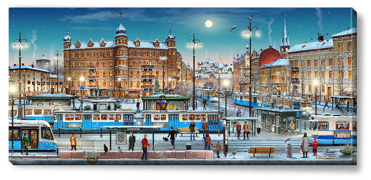 Canvas Göteborg Järntorget Vinter 112 x 50 x 2,5 cm.