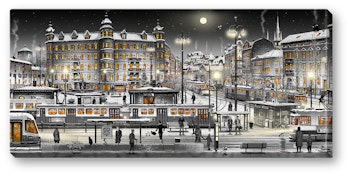 Canvas Göteborg Järntorget Natt 64 x 29 x 2 cm.