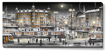 Canvas Göteborg Järntorget Natt 112 x 50 x 2,5 cm.