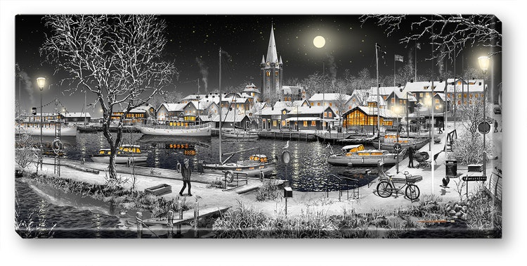 Canvas Mariestad Natt 64 x 29 x 2 cm.