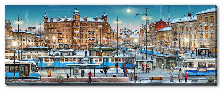 Canvas Göteborg Järntorget vinter 160 x 60 x 3 cm