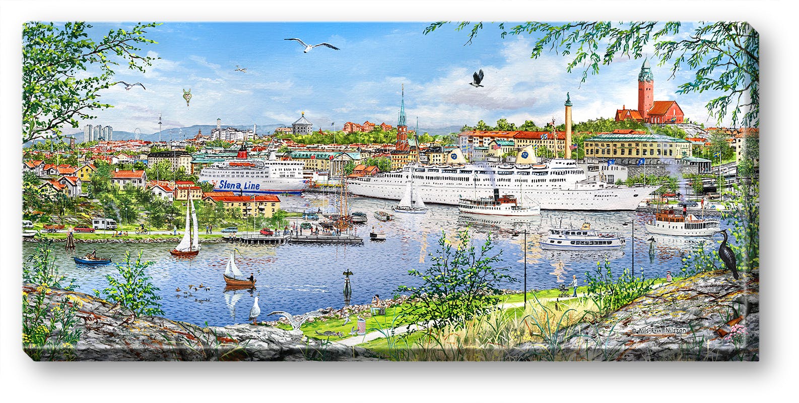 Canvas Göteborg Masthuggsvy  med Kungsholm 64 x 29 x 2 cm.