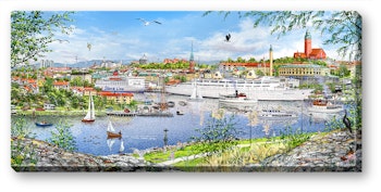 Canvas Göteborg Masthuggsvy  med Kungsholm 64 x 29 x 2 cm.