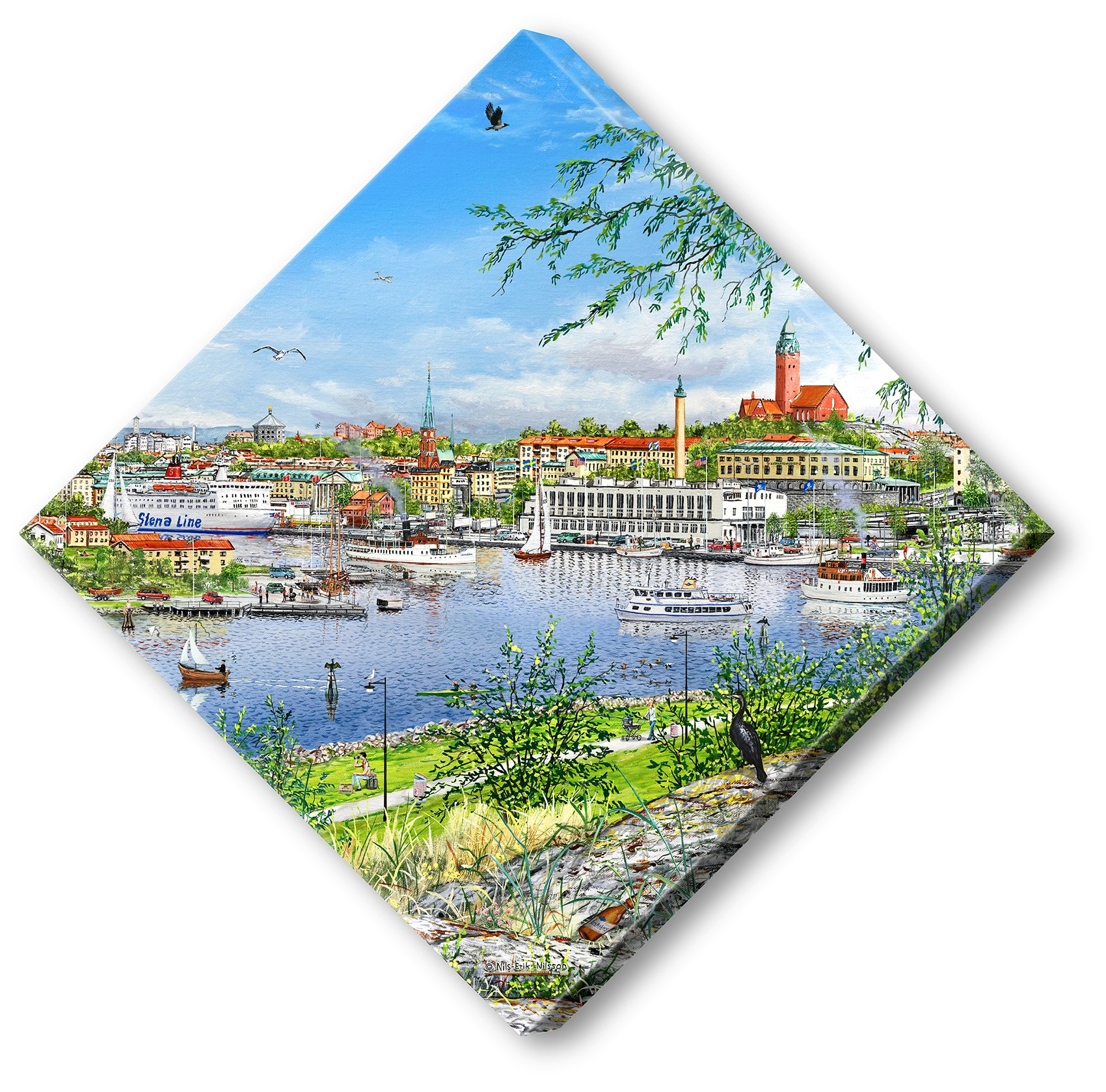 Canvas Göteborg Masthuggsvy Diagonal 70 x 70 x 2,5 cm
