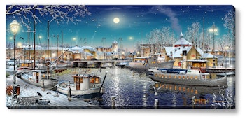 Canvas Uddevalla Hamn Vinter 112 x 50 x 2,5 cm.