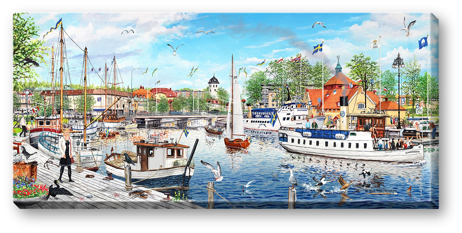 Canvas Uddevalla Hamn Sommar 64 x 29 x 2 cm.