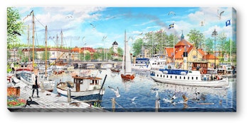 Canvas Uddevalla Hamn Sommar 64 x 29 x 2 cm.