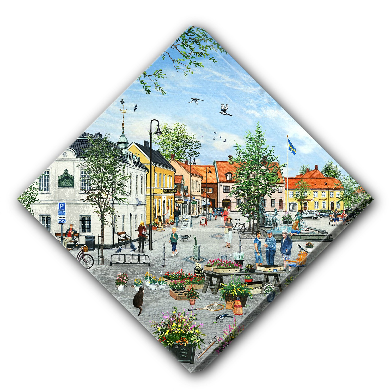 Canvas Laholm Torgt Diagonal 56 x 56 x 2,5 cm
