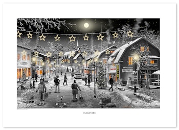 Poster Hagfors Natt Svart-vit 70 x 50 cm