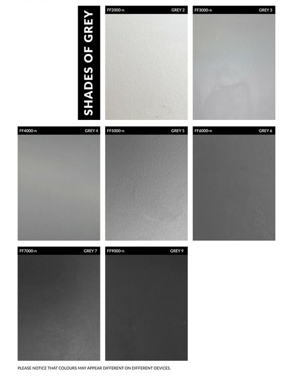 Microcement Stockholms färgkarta shades of gray