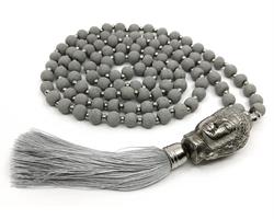 Mala - Buddha 108 pärlor grå