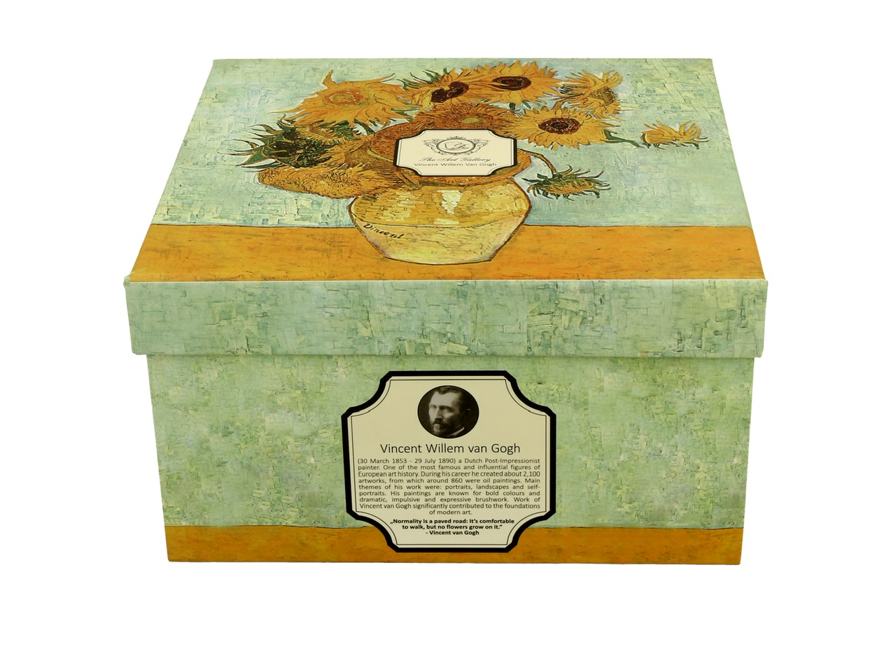 Tekopp Jumbo XL med fat och box - Van Gogh- "Sunflowers"