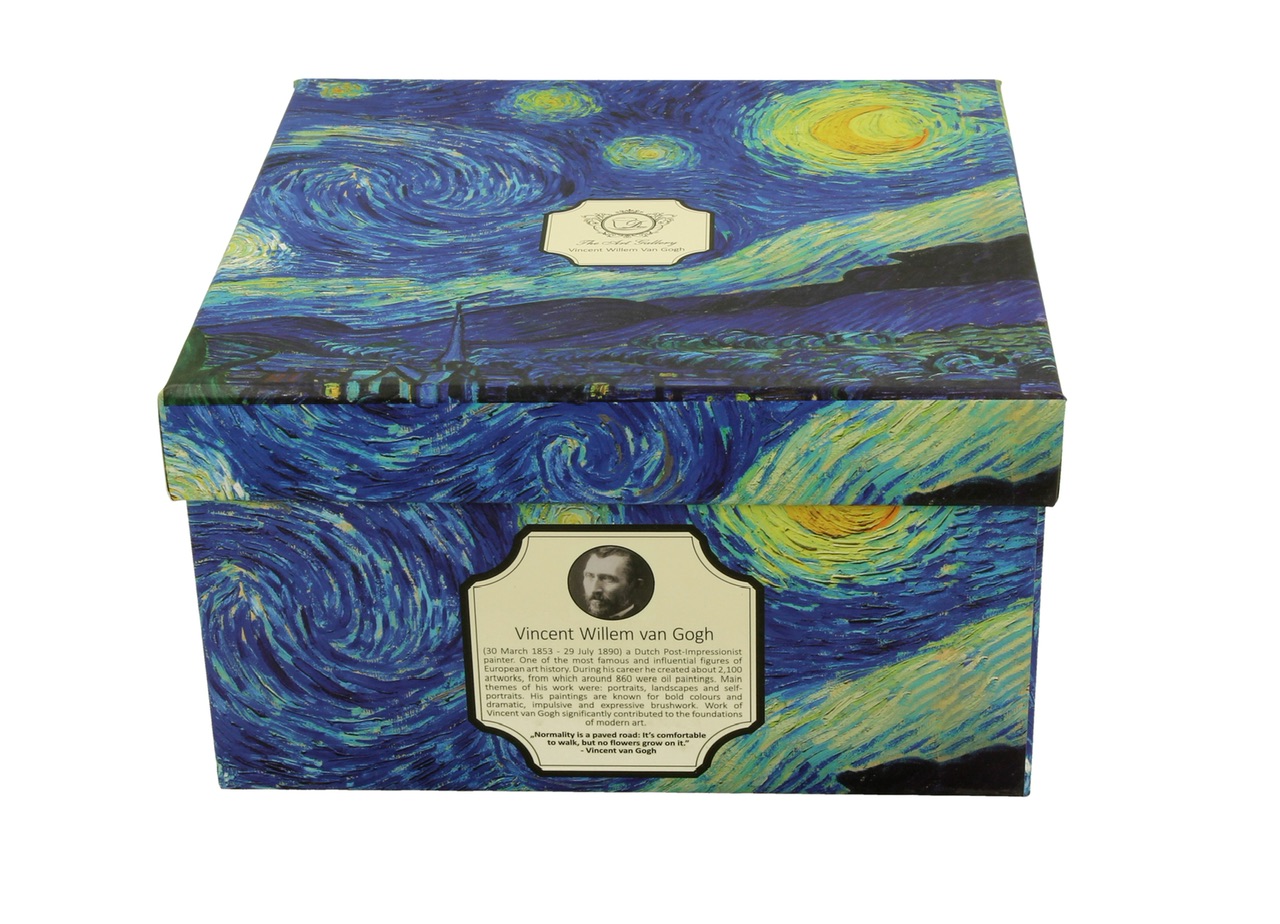 Tekopp Jumbo XL med fat och box - Van Gogh- "Starry Night"