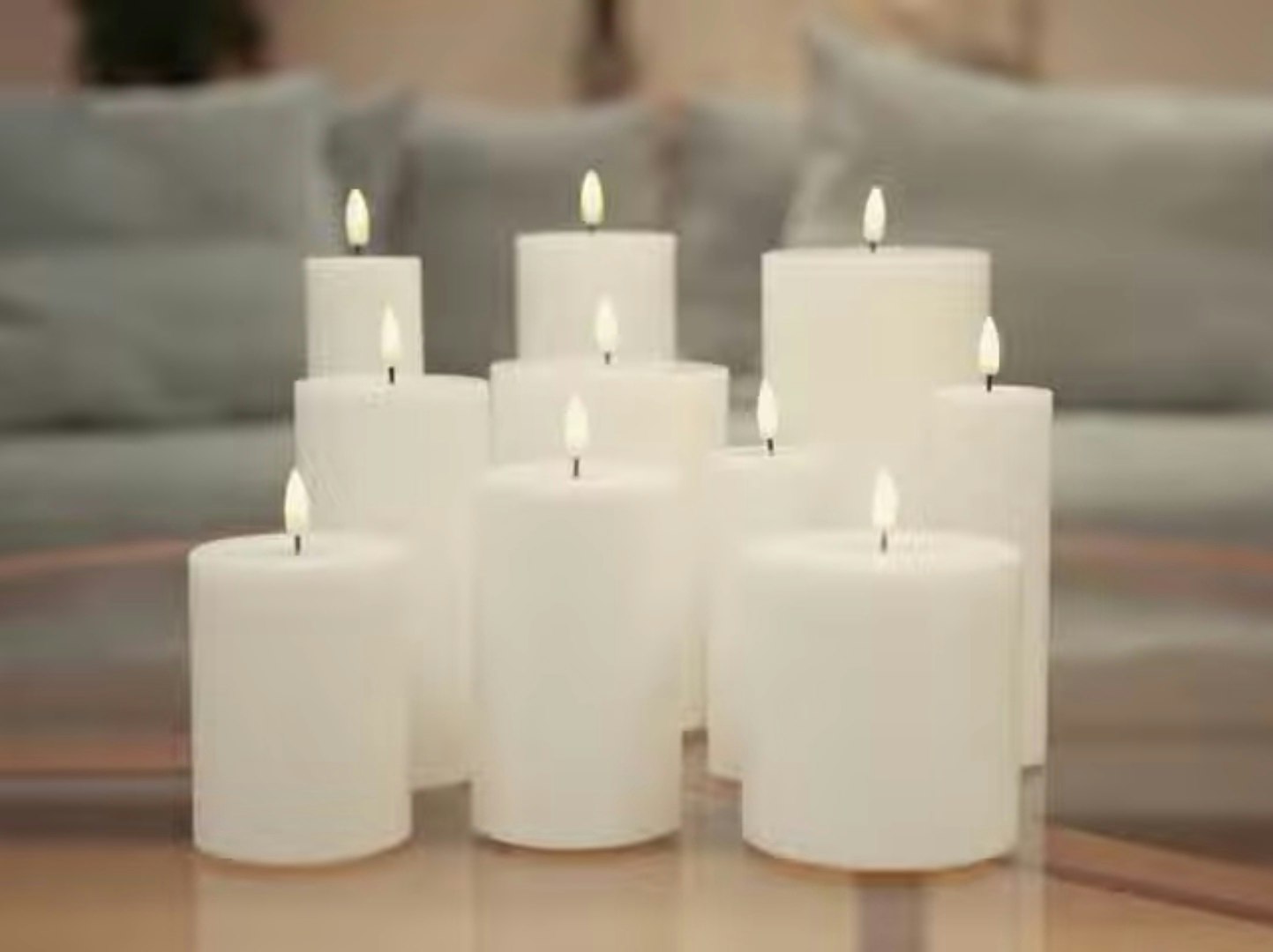 Giftset Vita led blockljus i 4 storlekar för inomhus