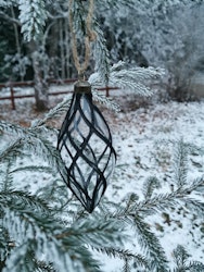 Glaskula 4 pack klarglas med svarta glittiga rutor. .
