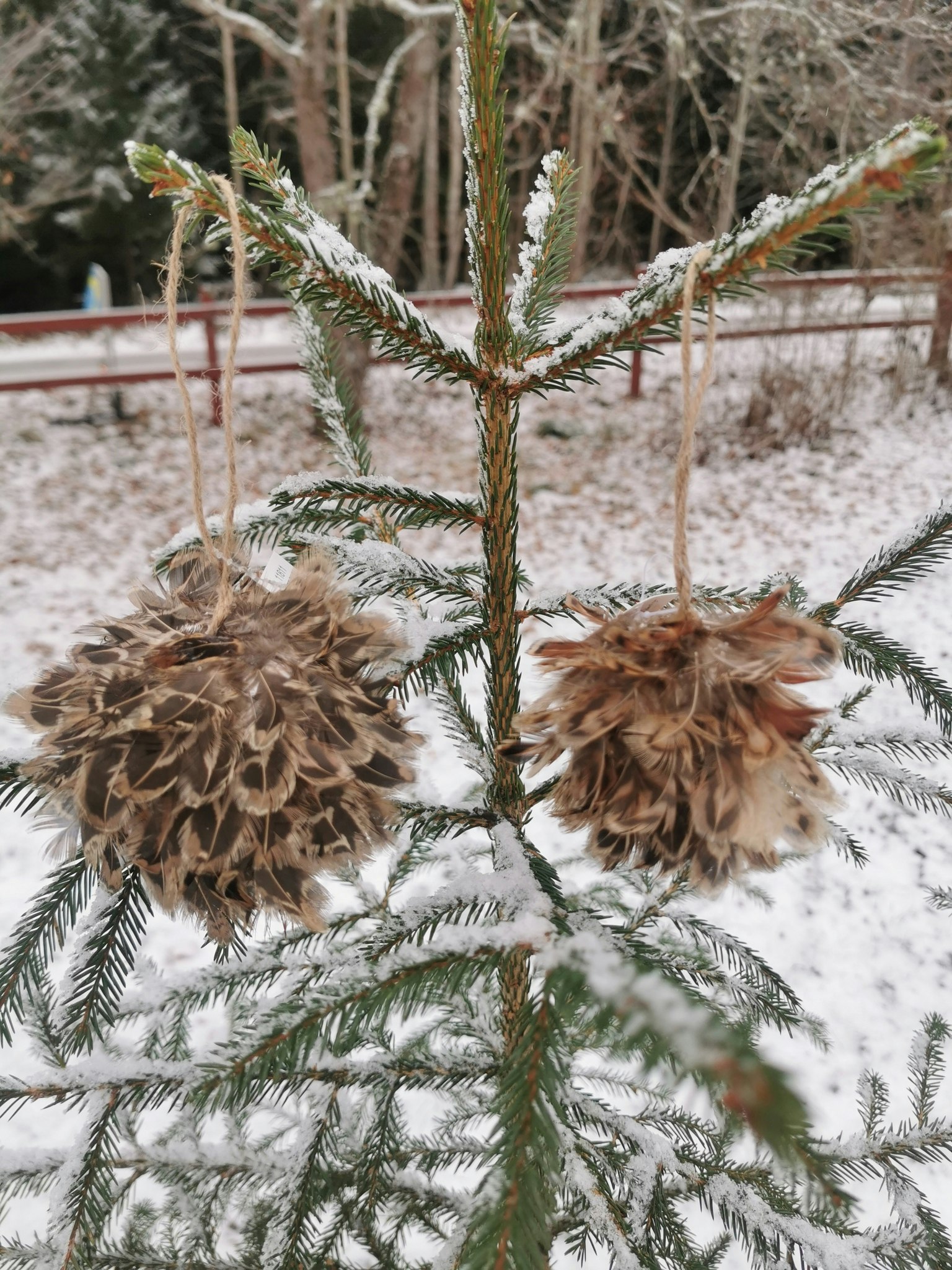 Fjäderbollar till julgranen