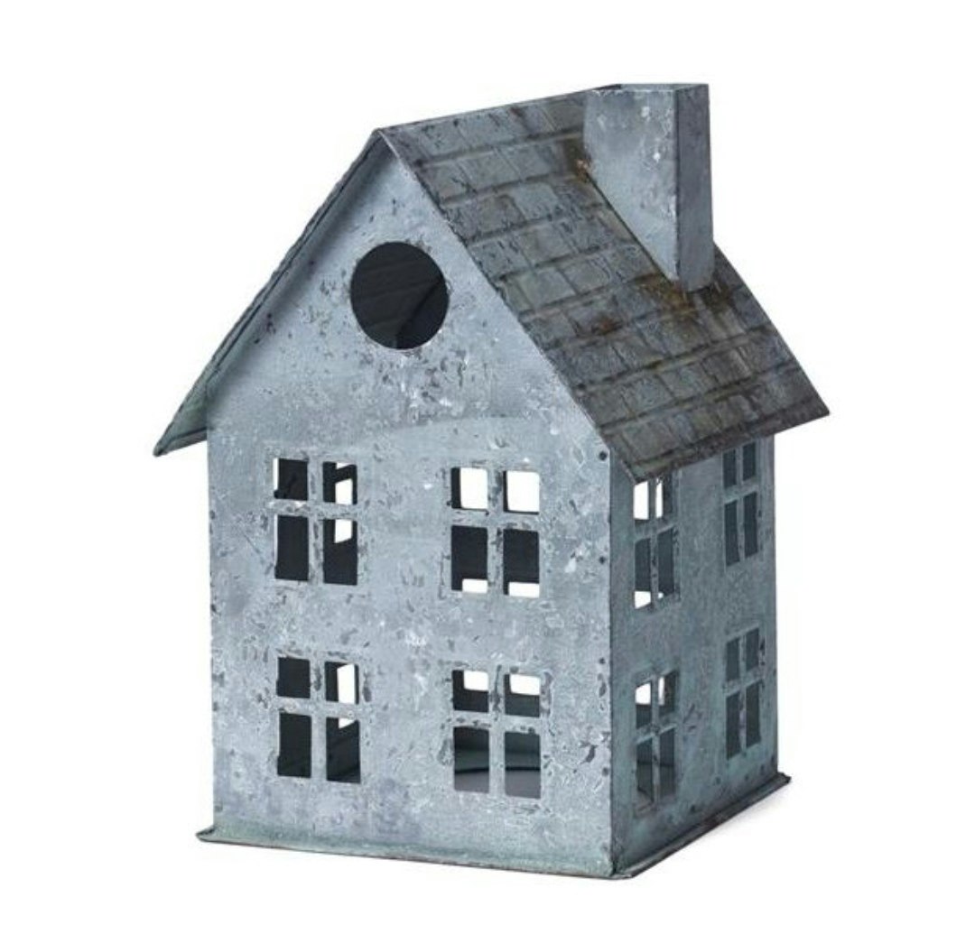 Vackert plåthus - zink- Ljuslykta - blockljus