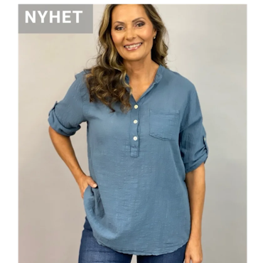 Skön blus i bomull med linnelook