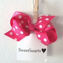 Rosettshop- Hårrosett Polkadot 8cm Classic MÖRKROSA