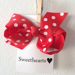 Rosettshop - Hårrosett Polkadot 8cm Classic RÖD