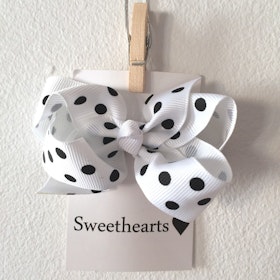 Rosettshop - Hårrosett Polkadot 8cm Classic VIT