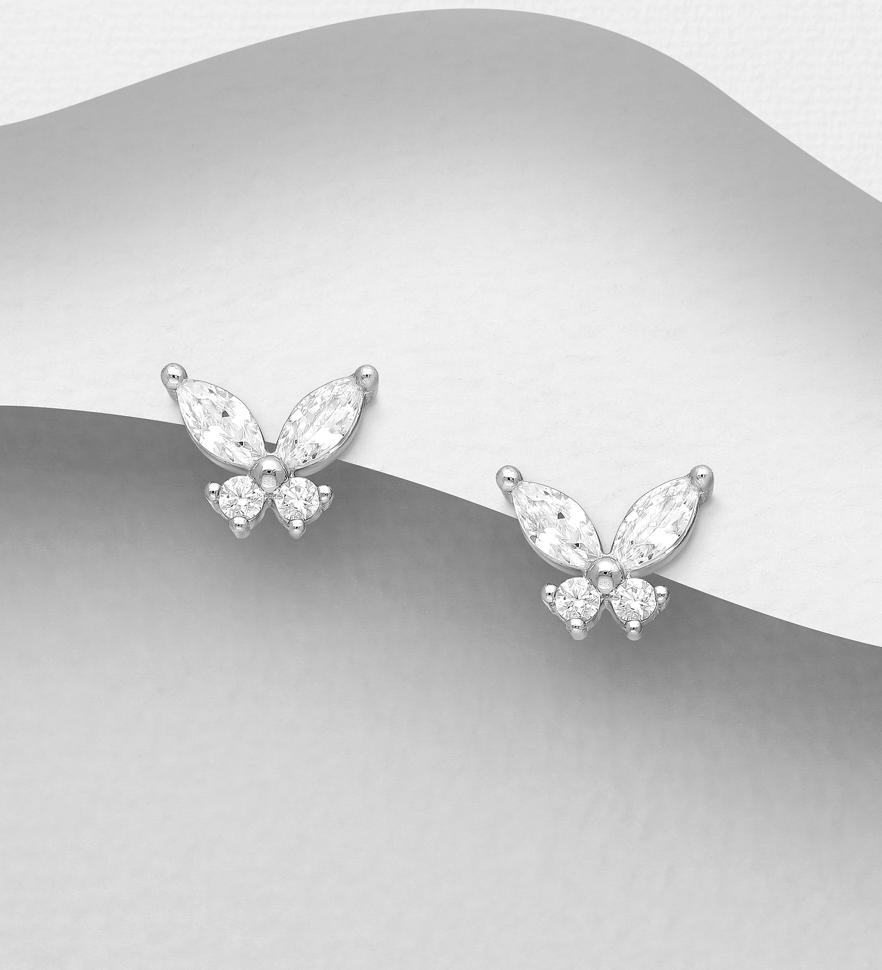 Silverörhängen små söta Fjärilsörhängen med vackra stenar - örhängen till tjej/ dam i 925 sterling silver