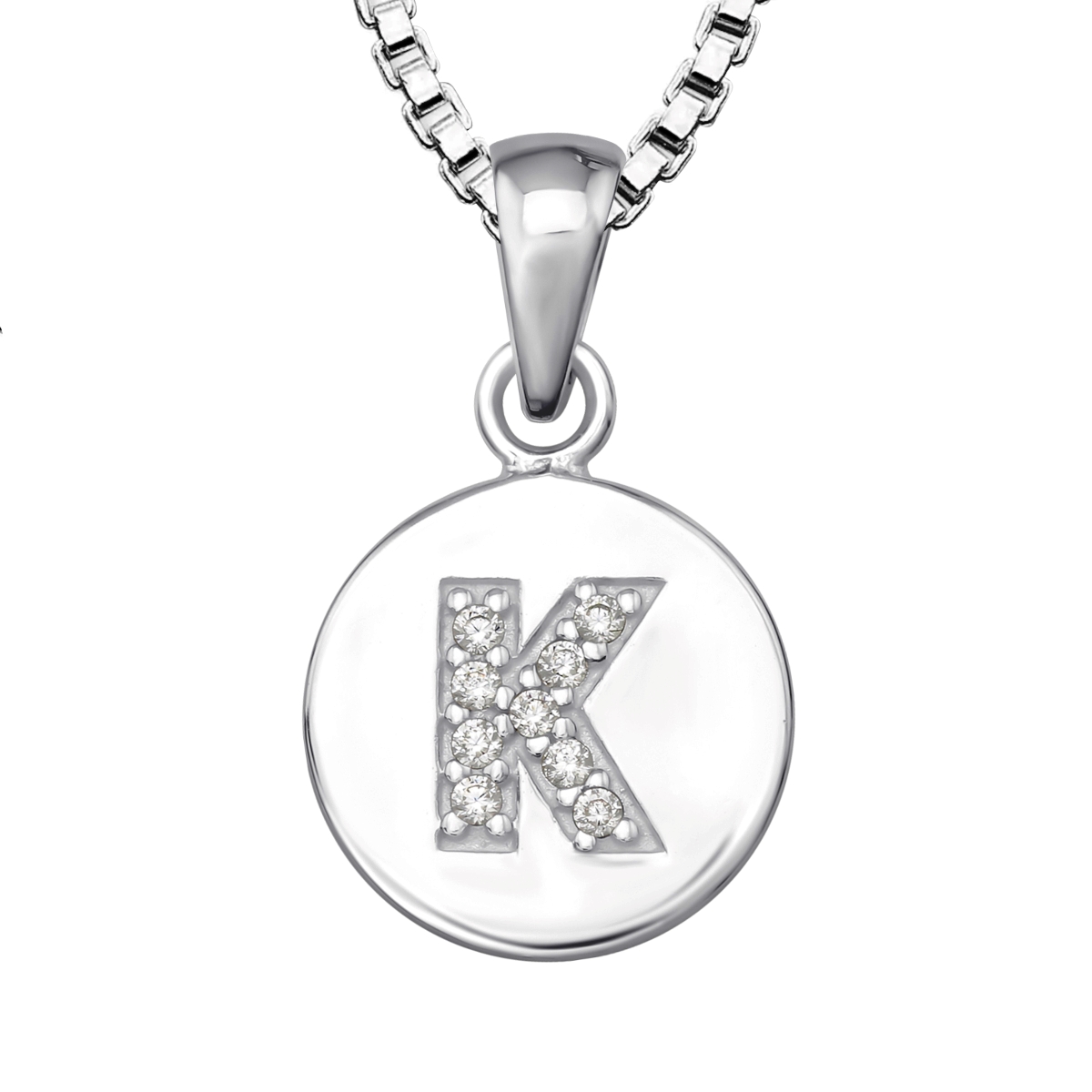 Doppresent pojke - Bokstavshalsband K i äkta silver