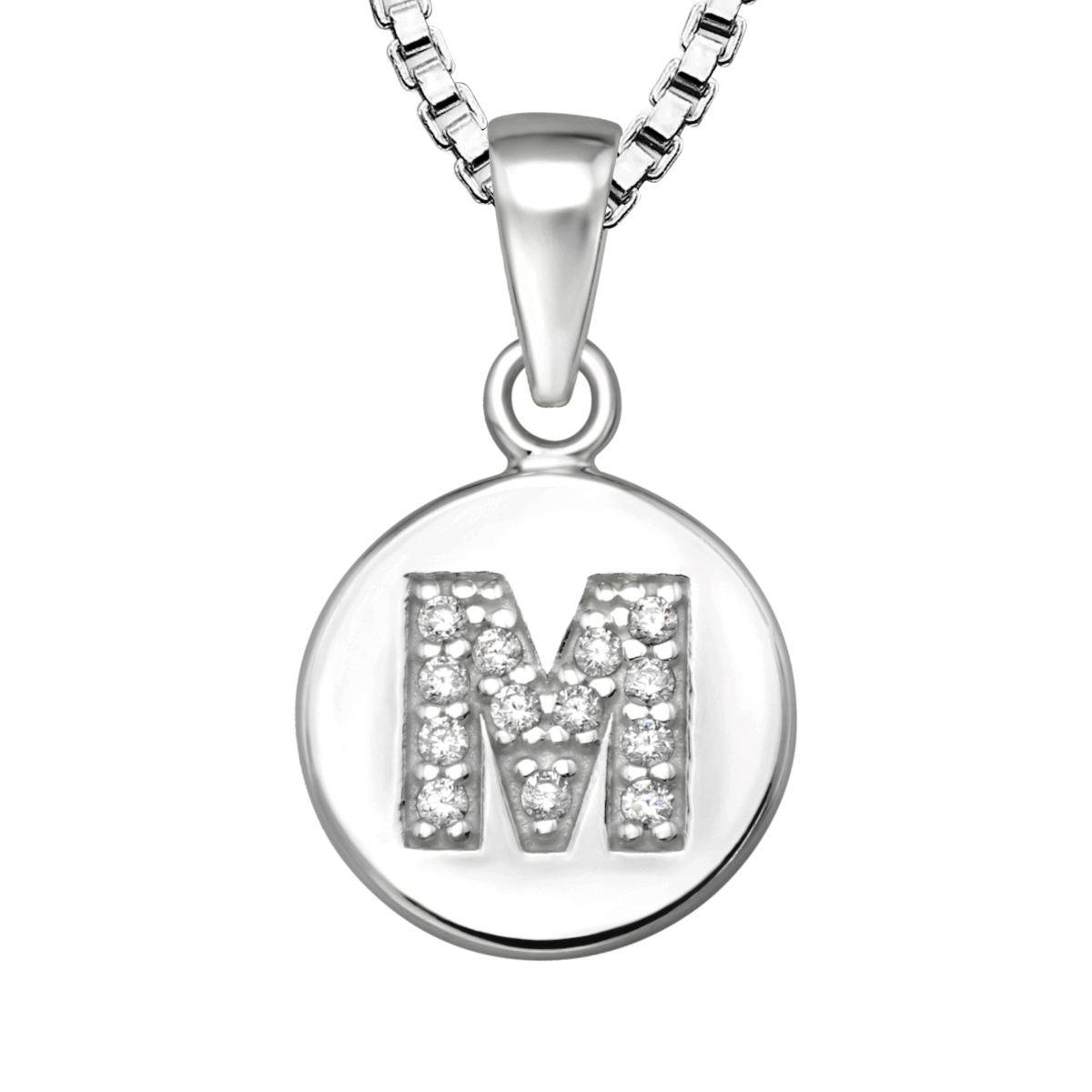 Doppresent pojke - Bokstavshalsband M i äkta silver